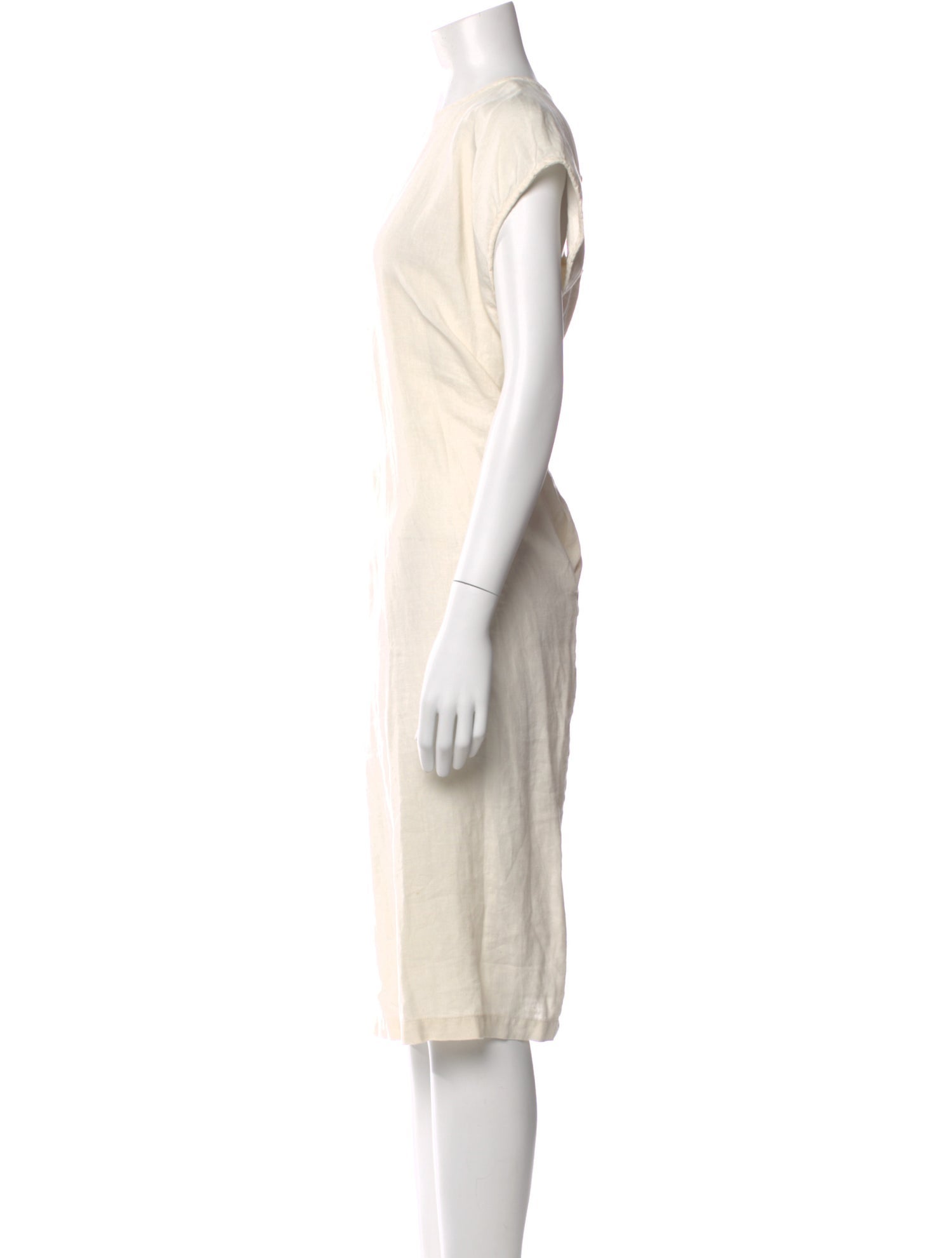 Black Crane Linen Midi Length Dress