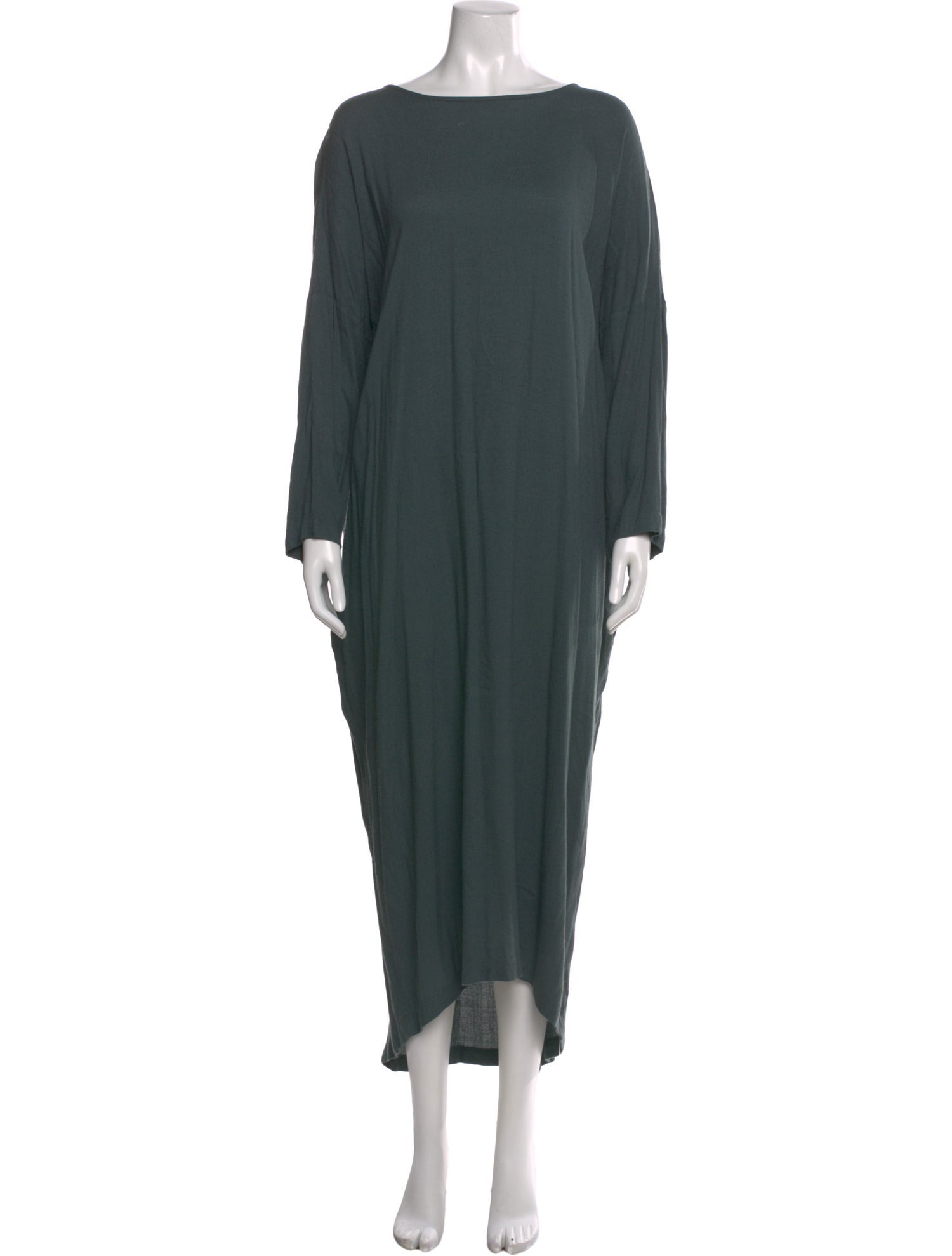 Black Crane Bateau Neckline Long Dress