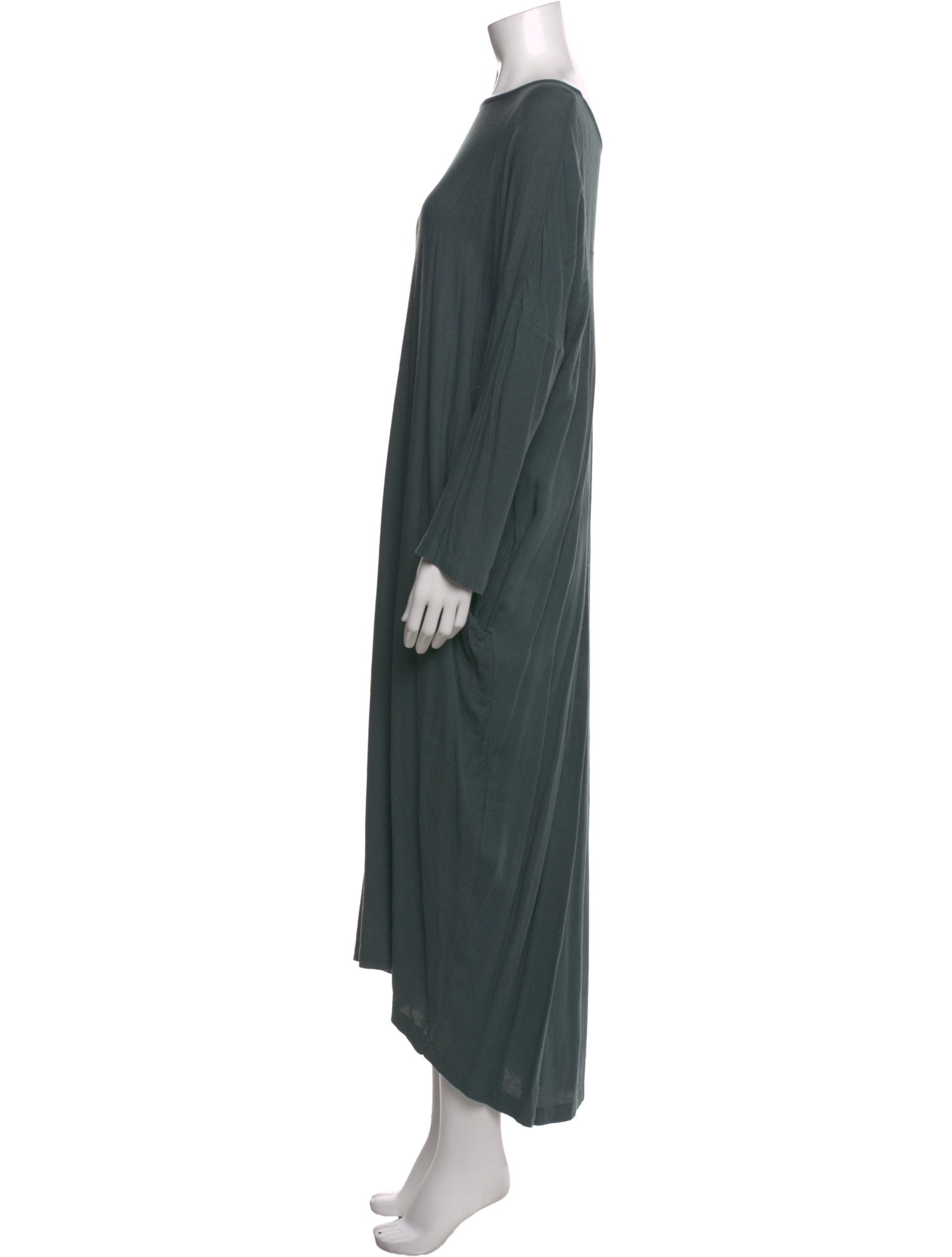 Black Crane Bateau Neckline Long Dress