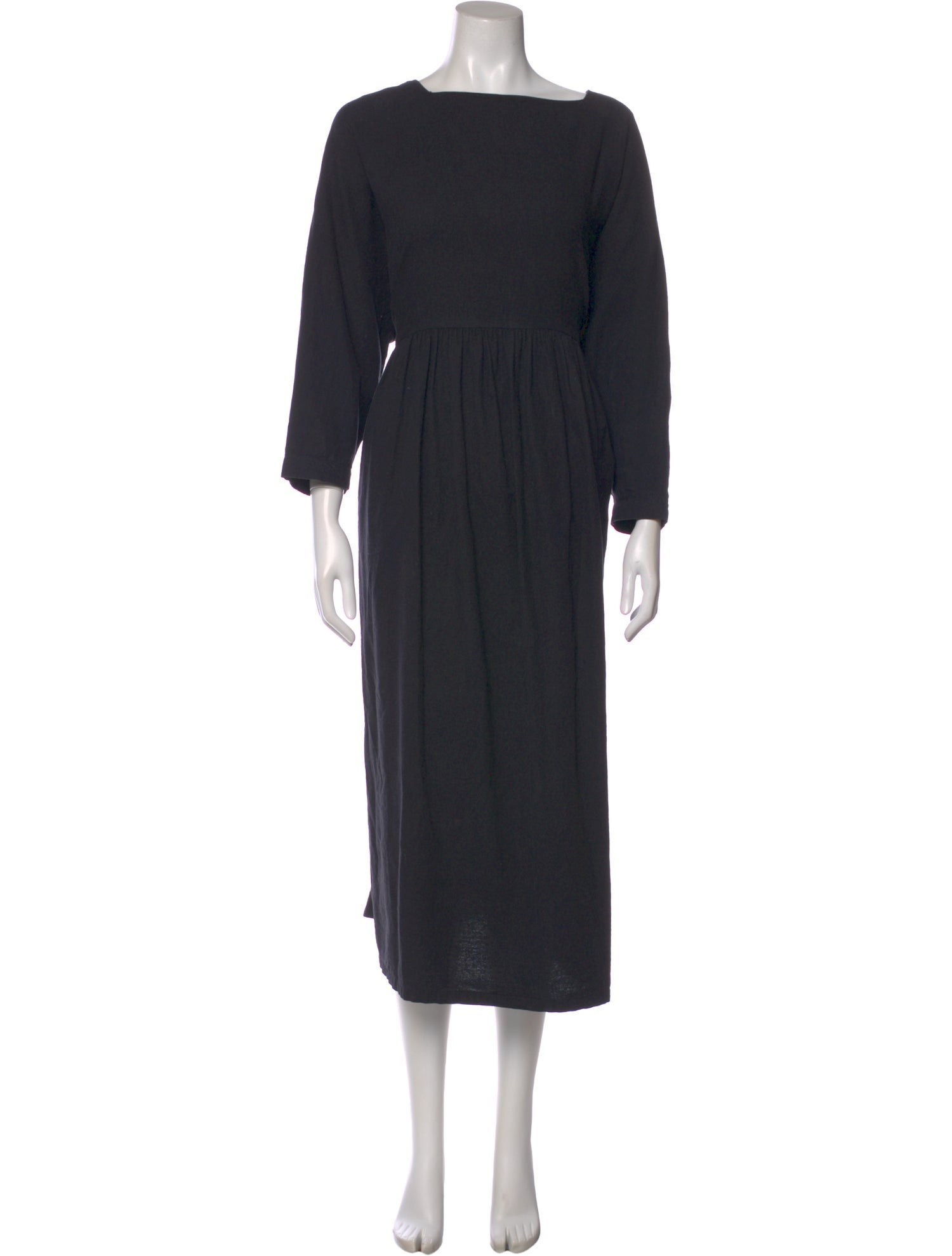 Black Crane Bateau Neckline Long Dress