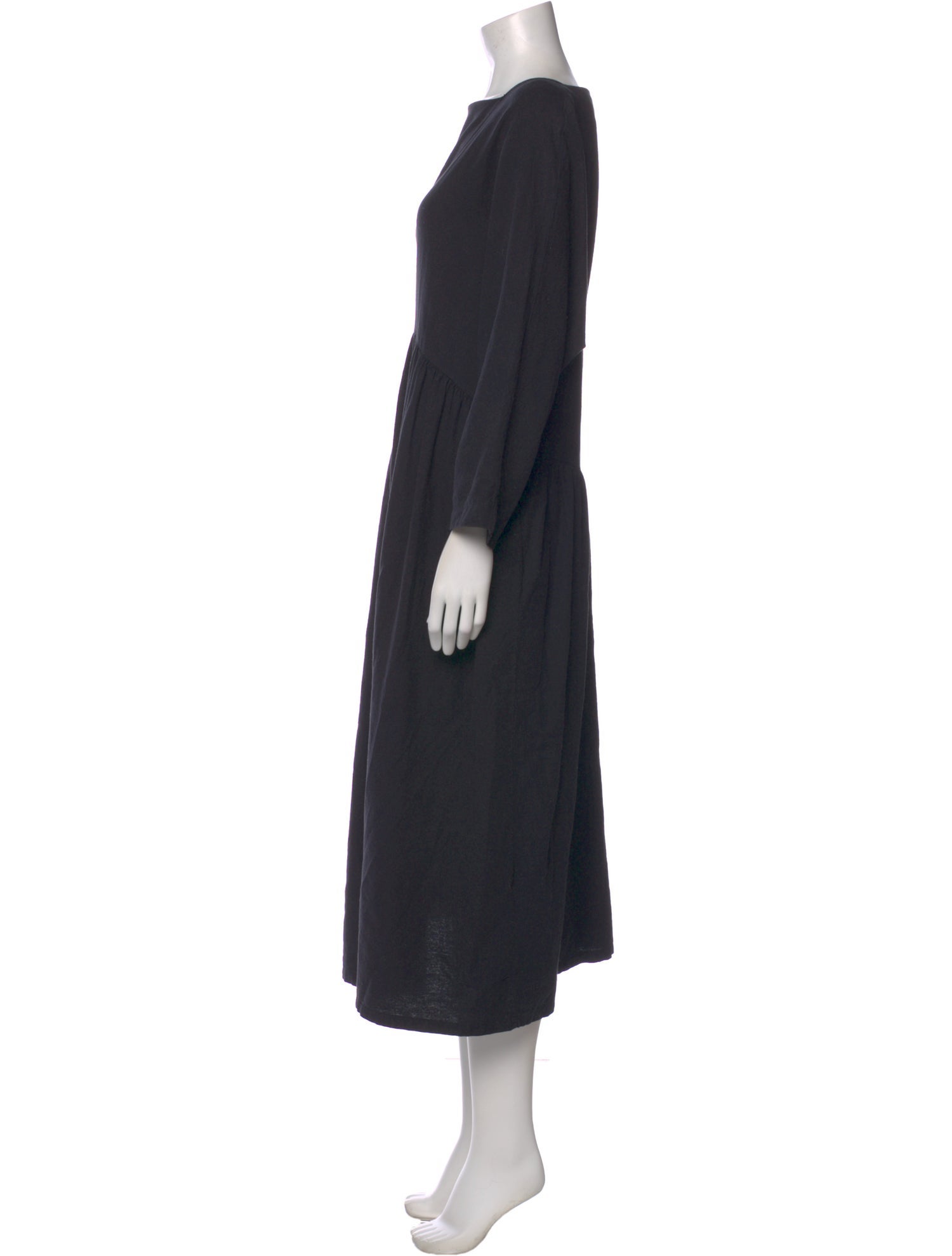 Black Crane Bateau Neckline Long Dress