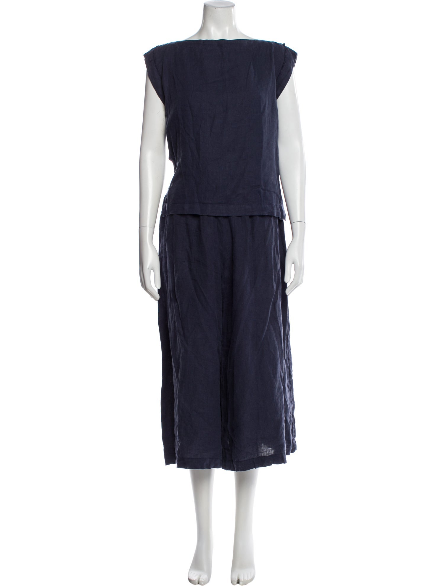 Black Crane Linen Pant Set