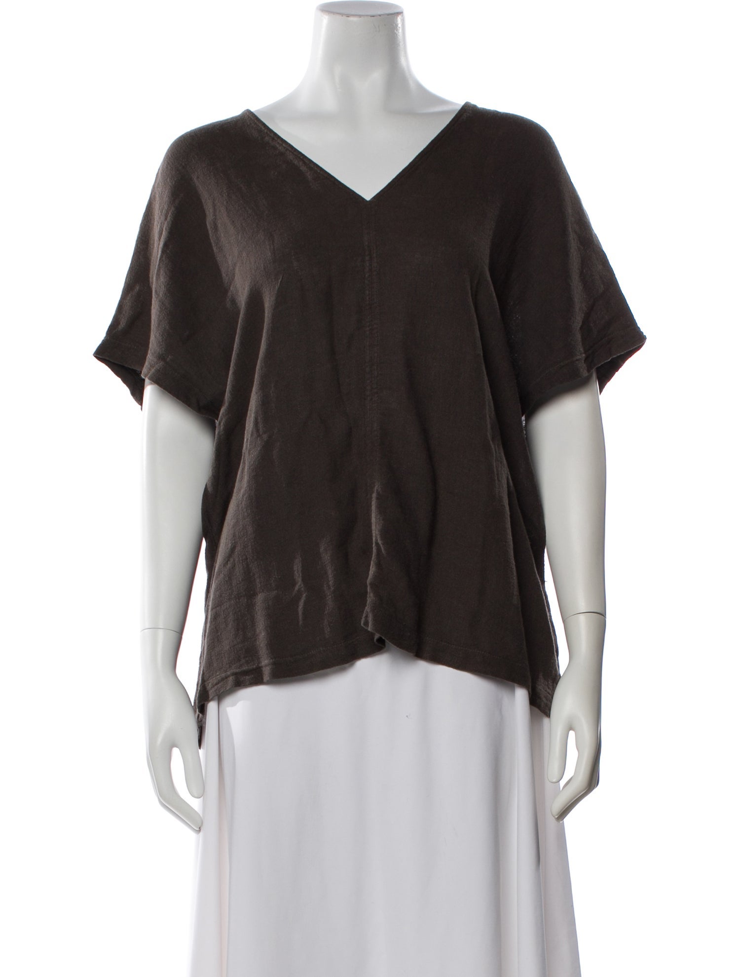 Black Crane V-Neck Short Sleeve Top
