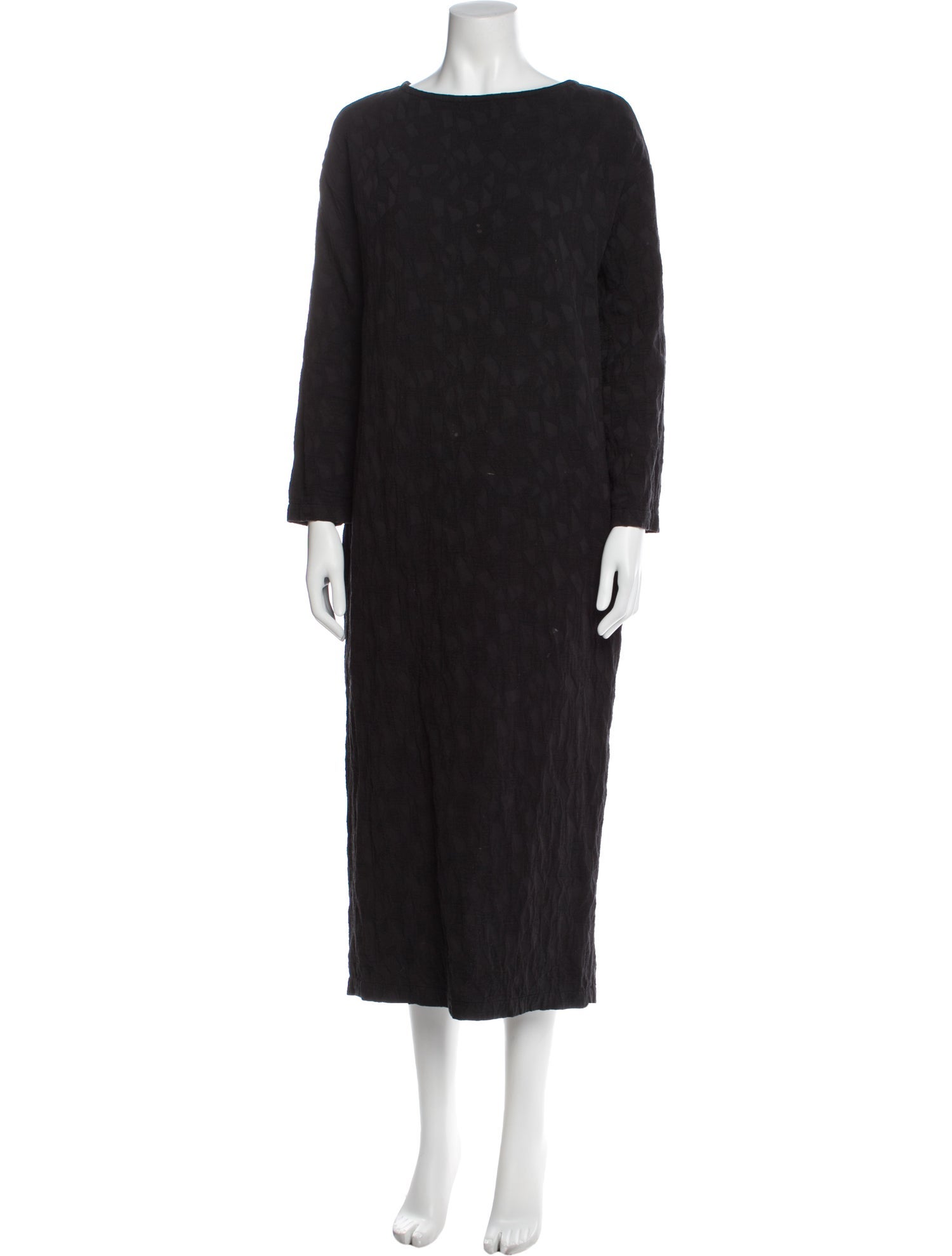 Black Crane Bateau Neckline Long Dress