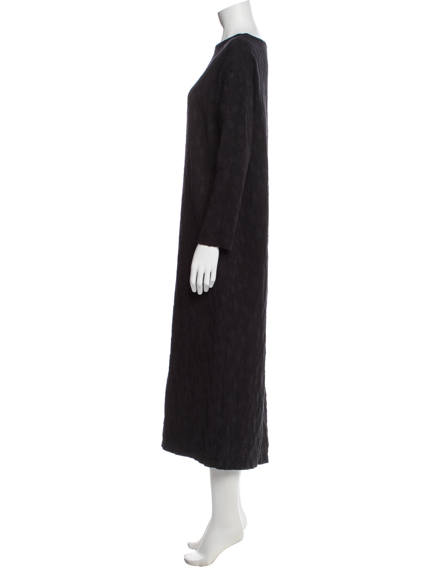 Black Crane Bateau Neckline Long Dress