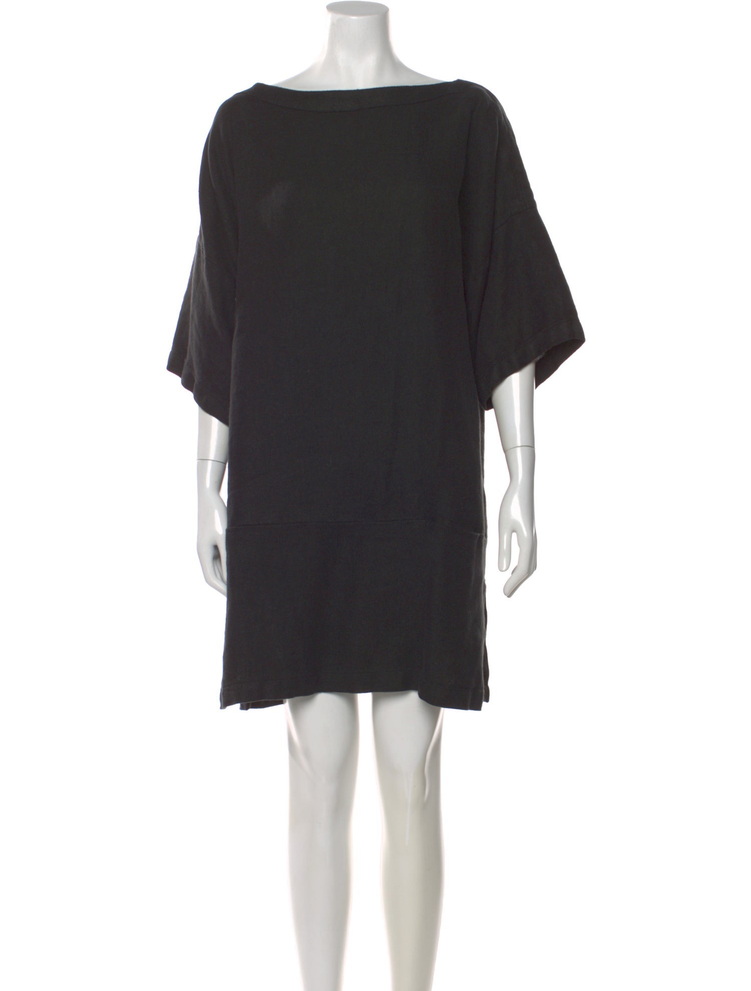 Black Crane Linen Mini Dress