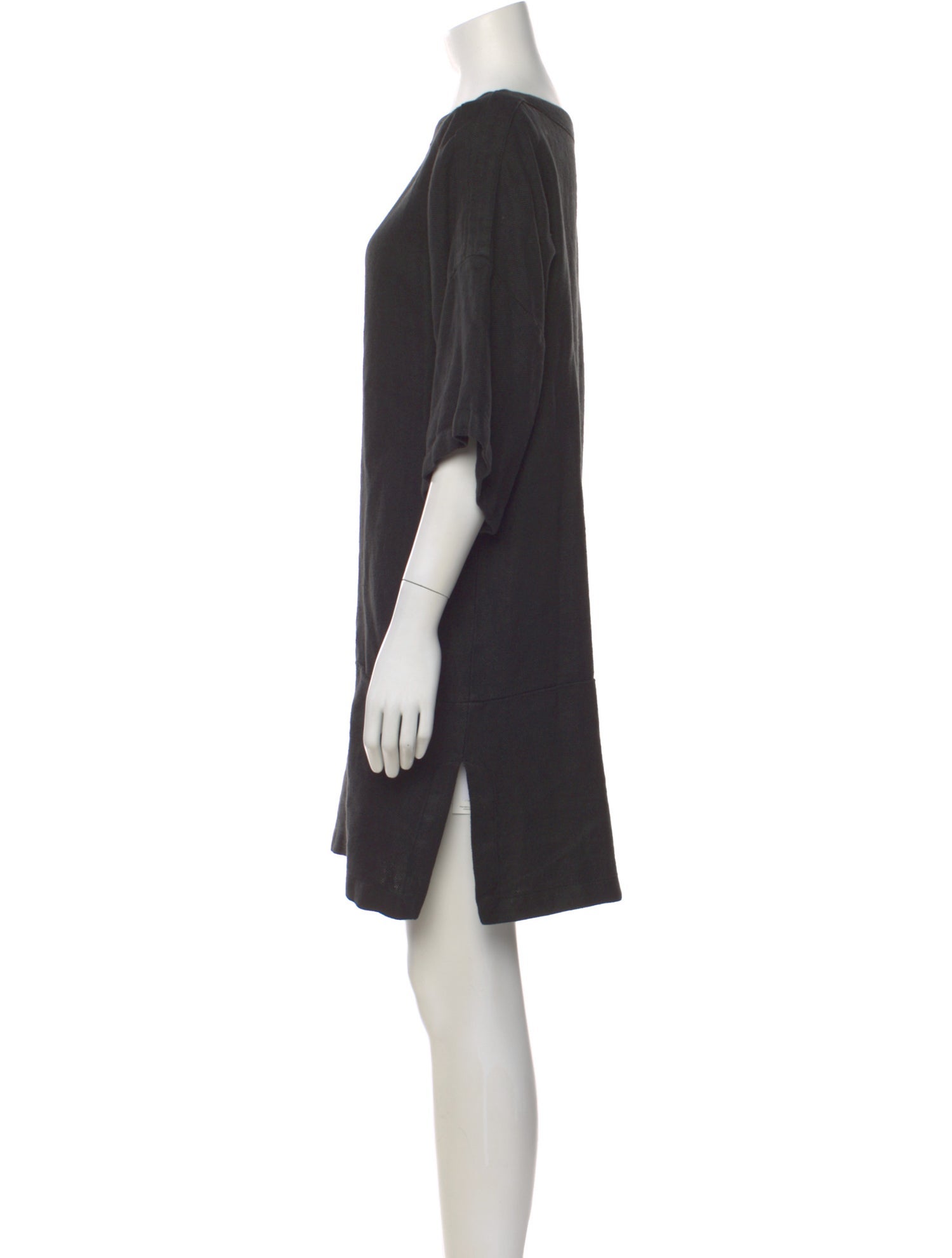 Black Crane Linen Mini Dress