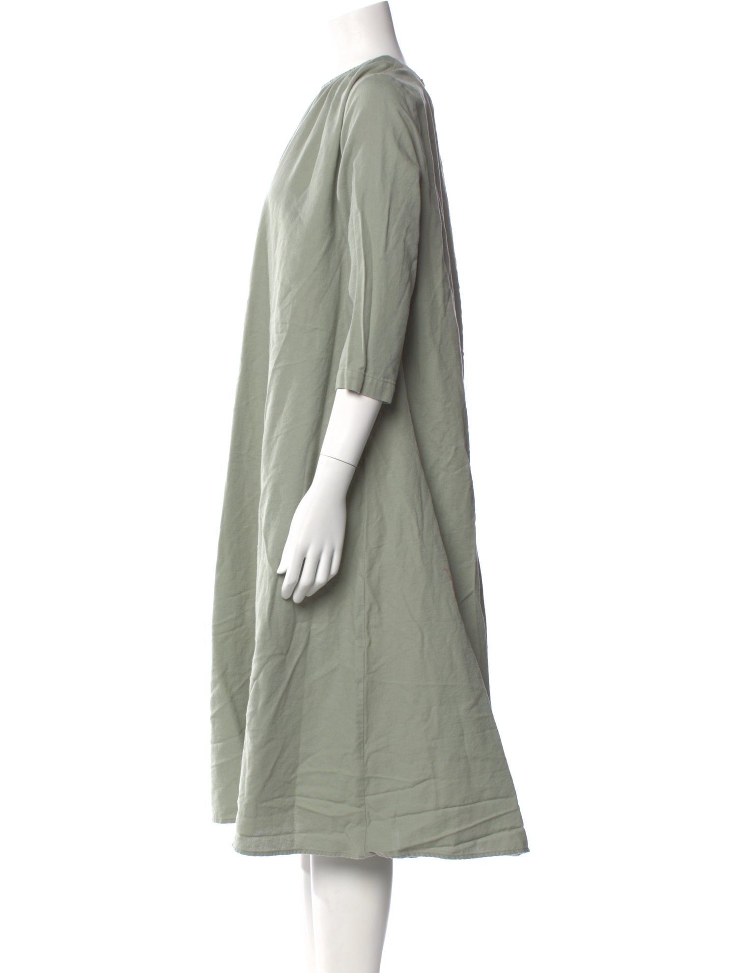 Black Crane Scoop Neck Midi Length Dress