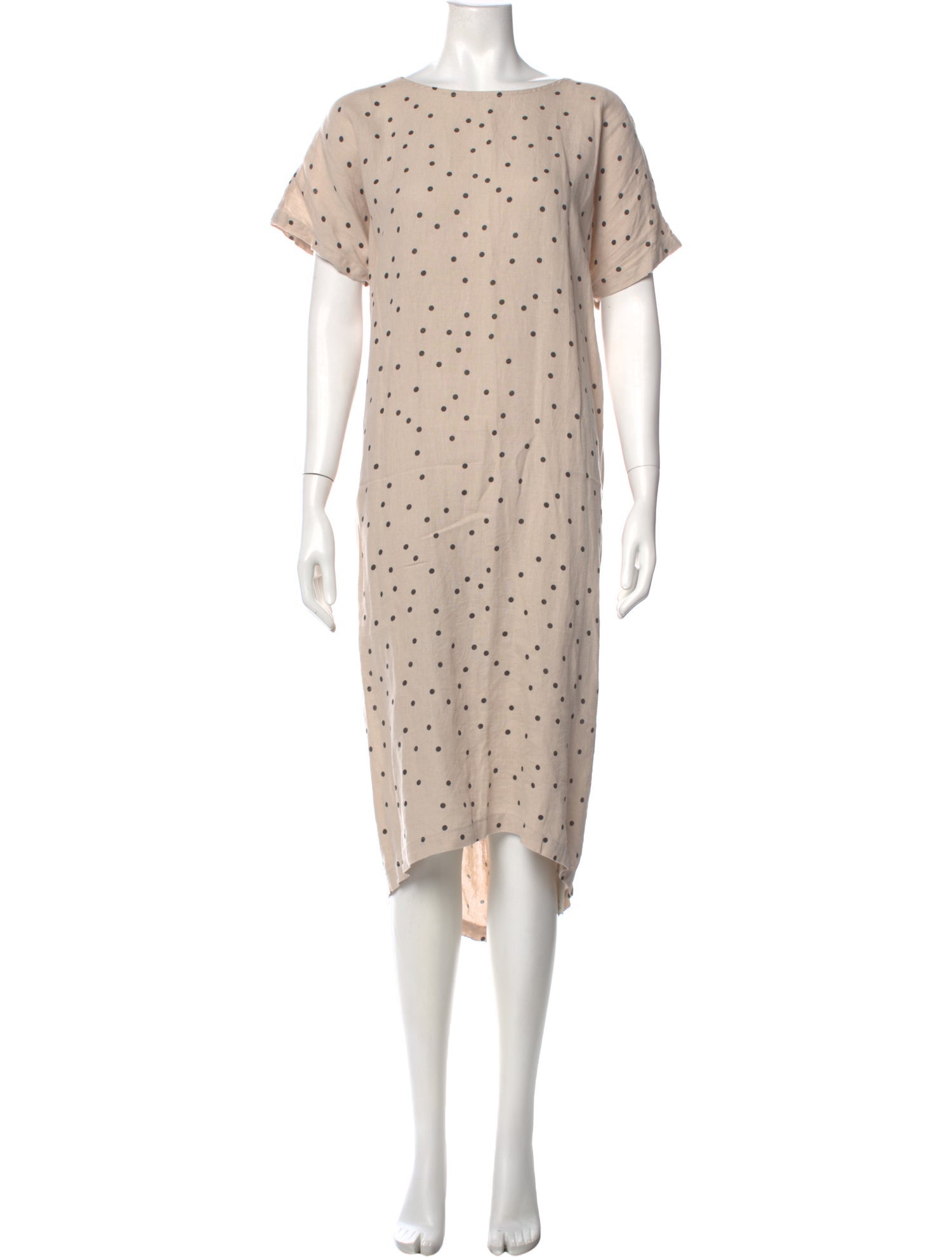 Black Crane Polka Dot Print Long Dress