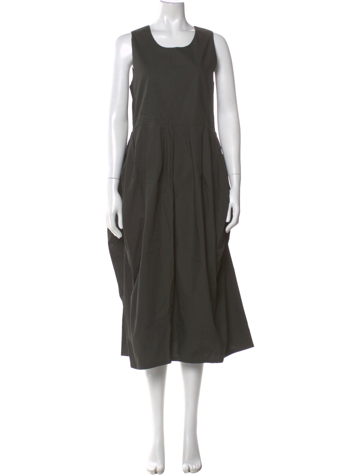 Black Crane Scoop Neck Long Dress