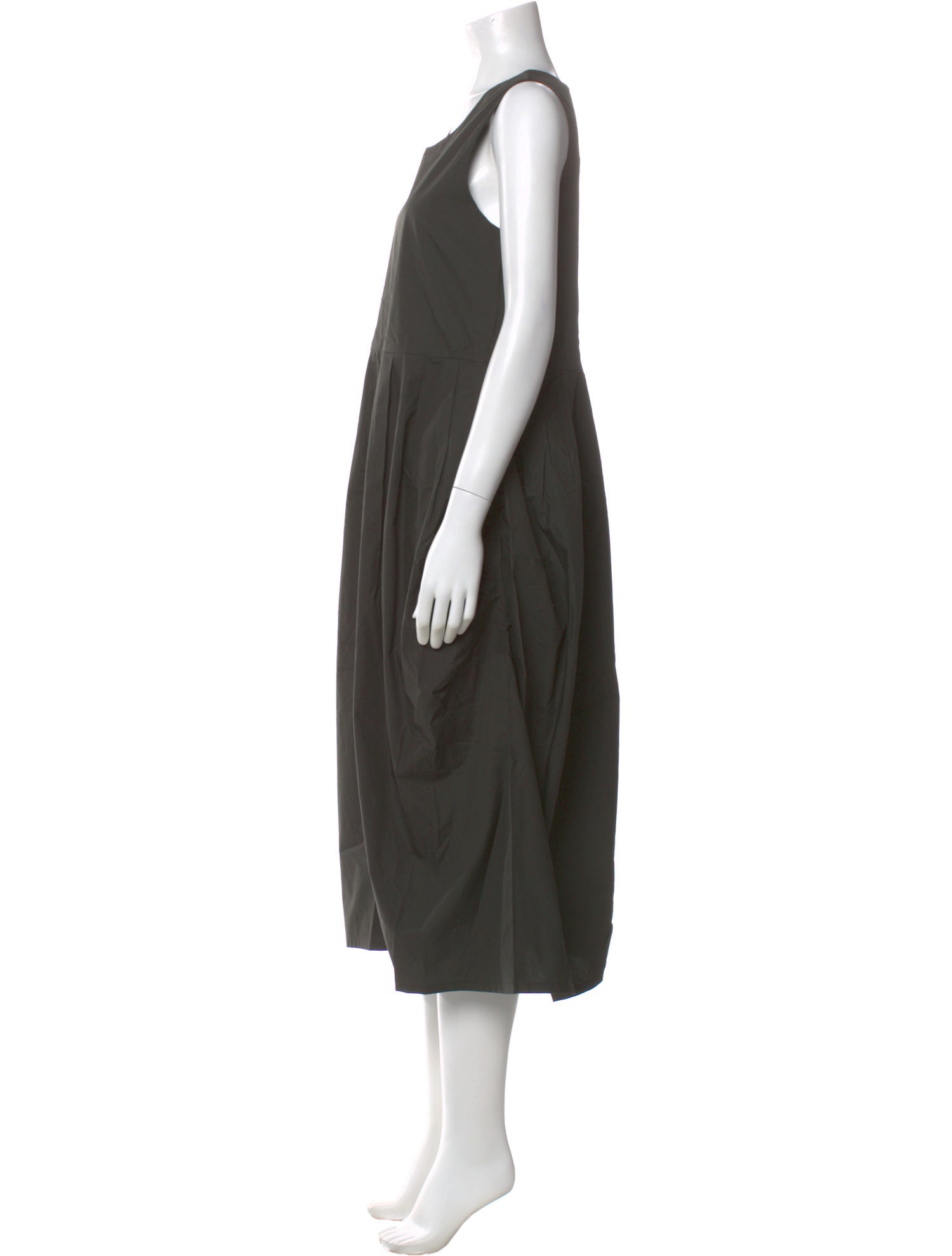 Black Crane Scoop Neck Long Dress