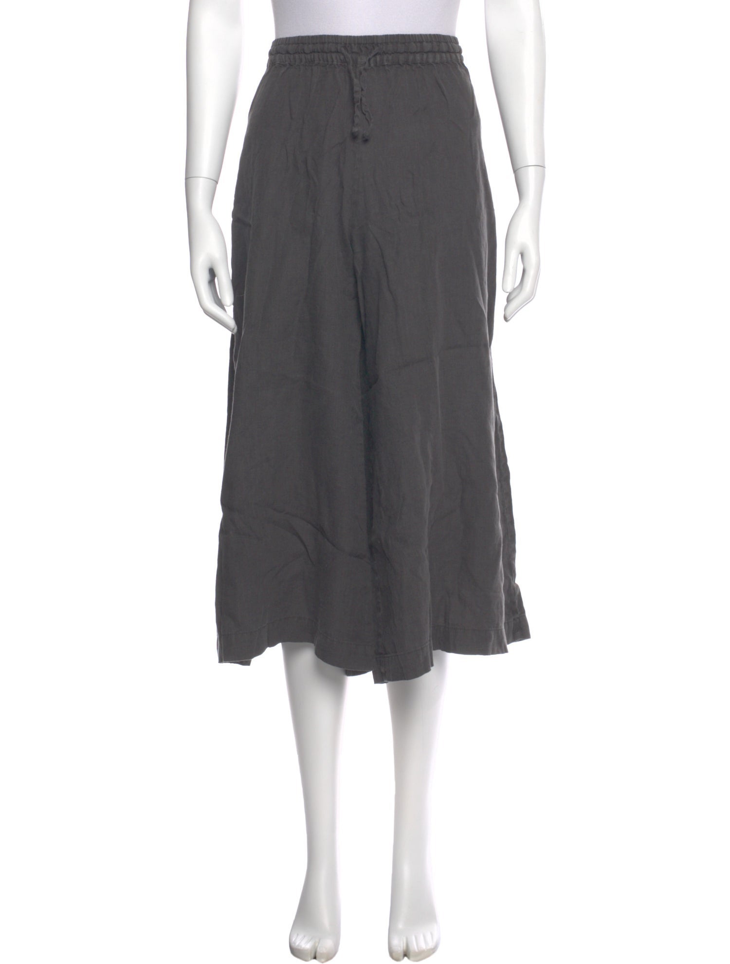 Black Crane Linen Wide Leg Pants