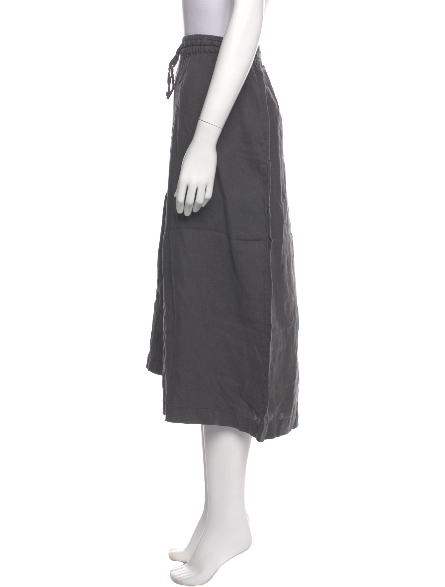 Black Crane Linen Wide Leg Pants