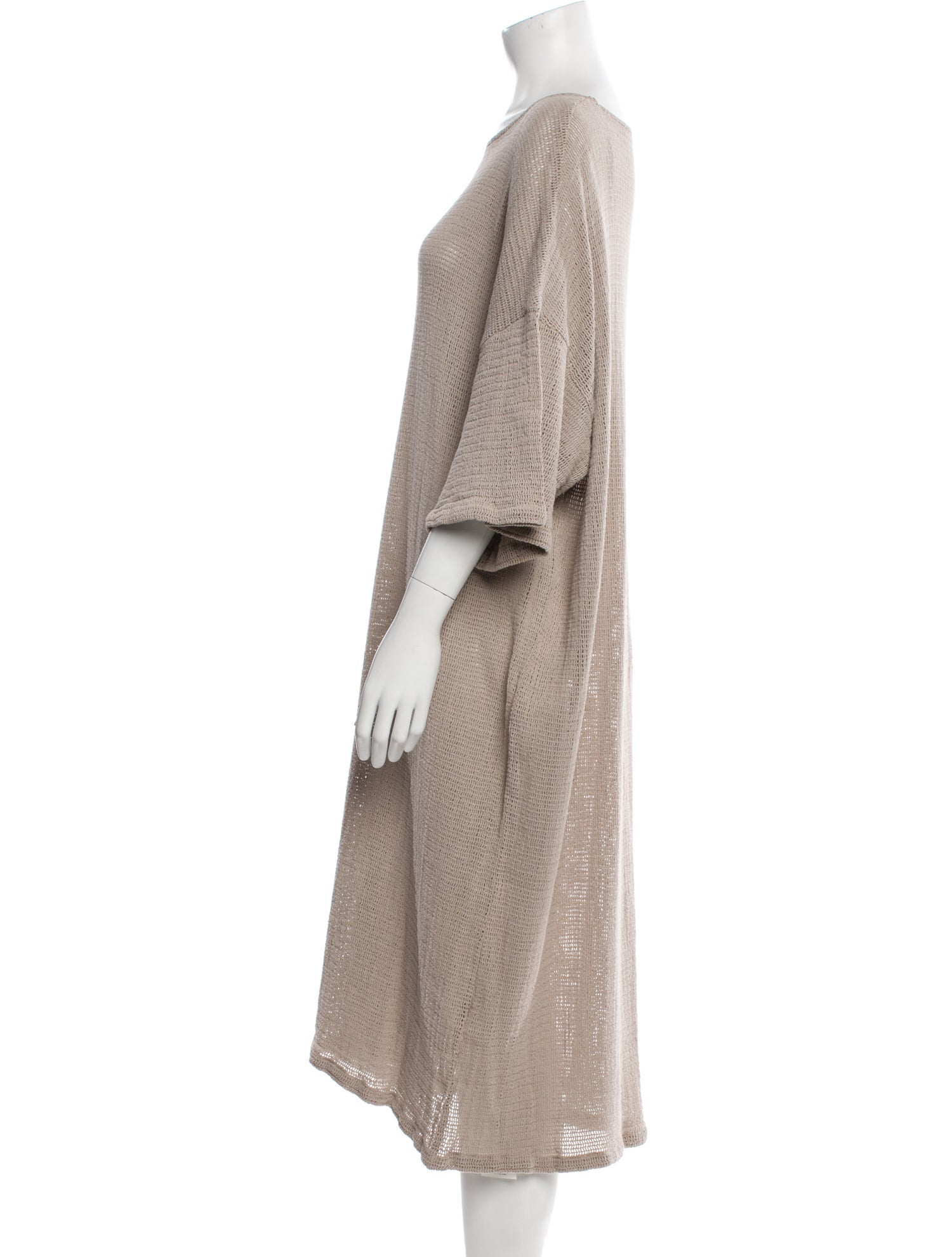 Black Crane Bateau Neckline Midi Length Dress