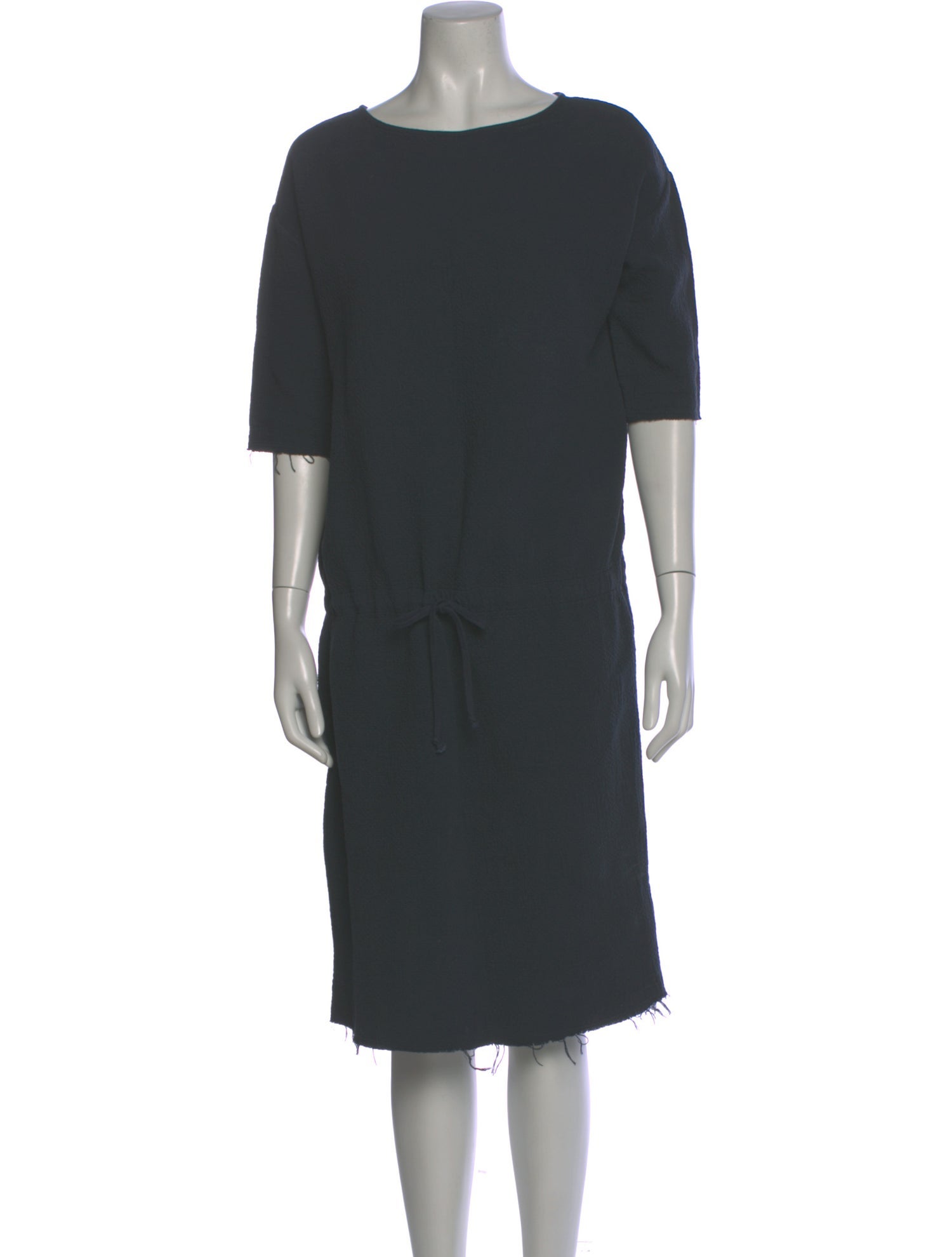 Black Crane Crew Neck Midi Length Dress