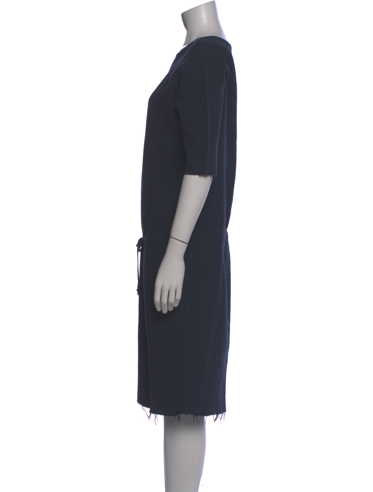 Black Crane Crew Neck Midi Length Dress