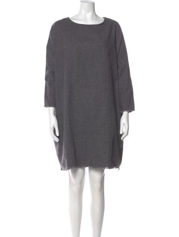 Pre-owned Black Crane Bateau Neckline Mini Dress In Gray