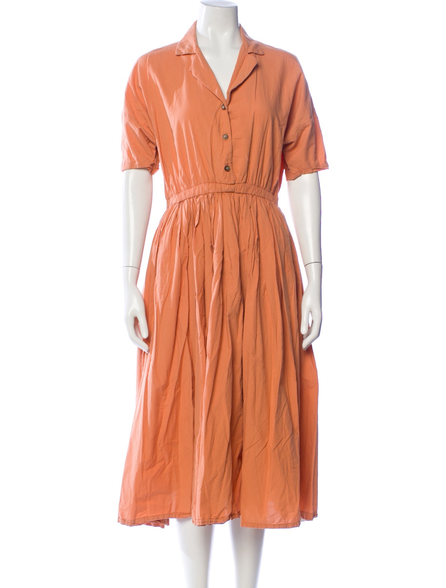 Black Crane V-Neck Midi Length Dress
