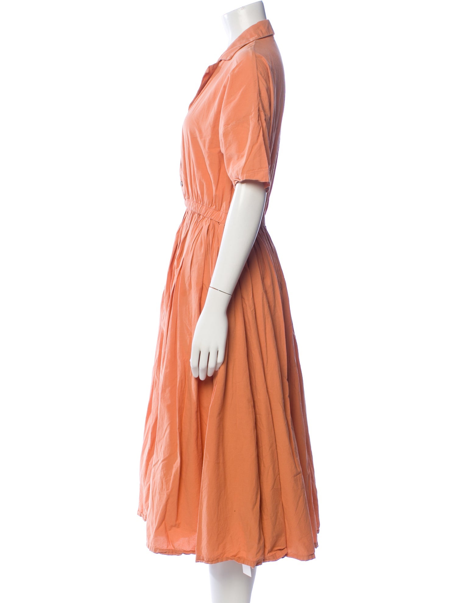 Black Crane V-Neck Midi Length Dress
