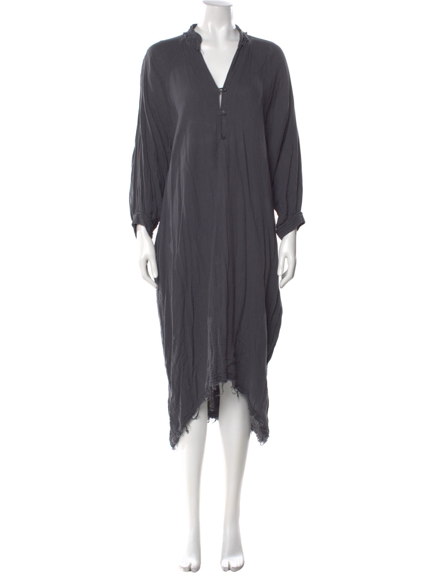 Black Crane V-Neck Midi Length Dress