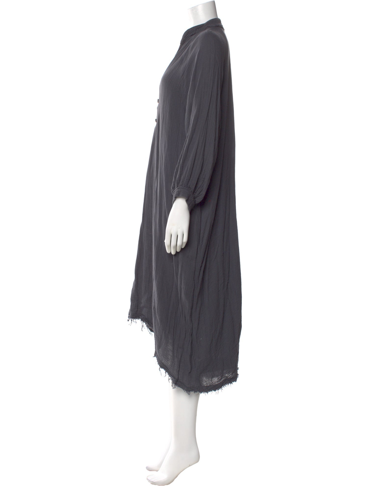 Black Crane V-Neck Midi Length Dress