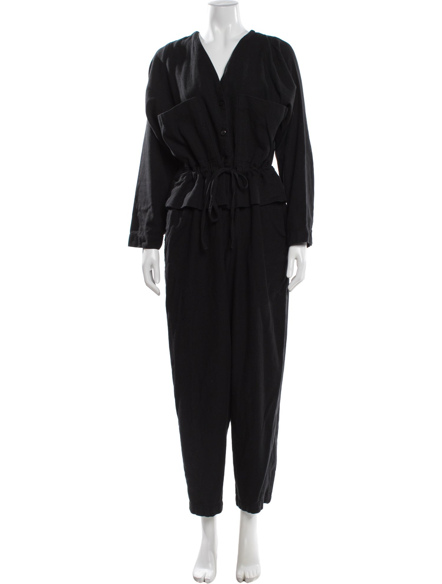 Black Crane V-Neck Jumpsuit