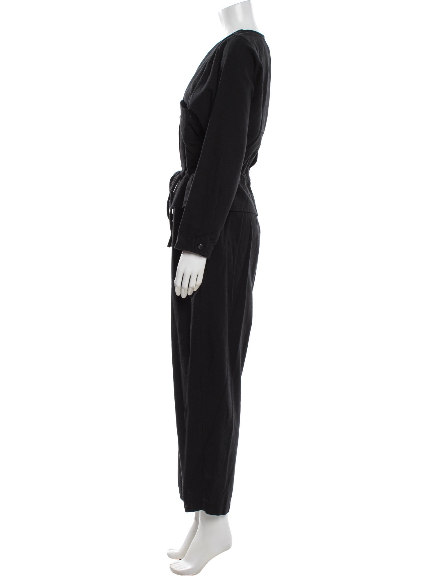 Black Crane V-Neck Jumpsuit