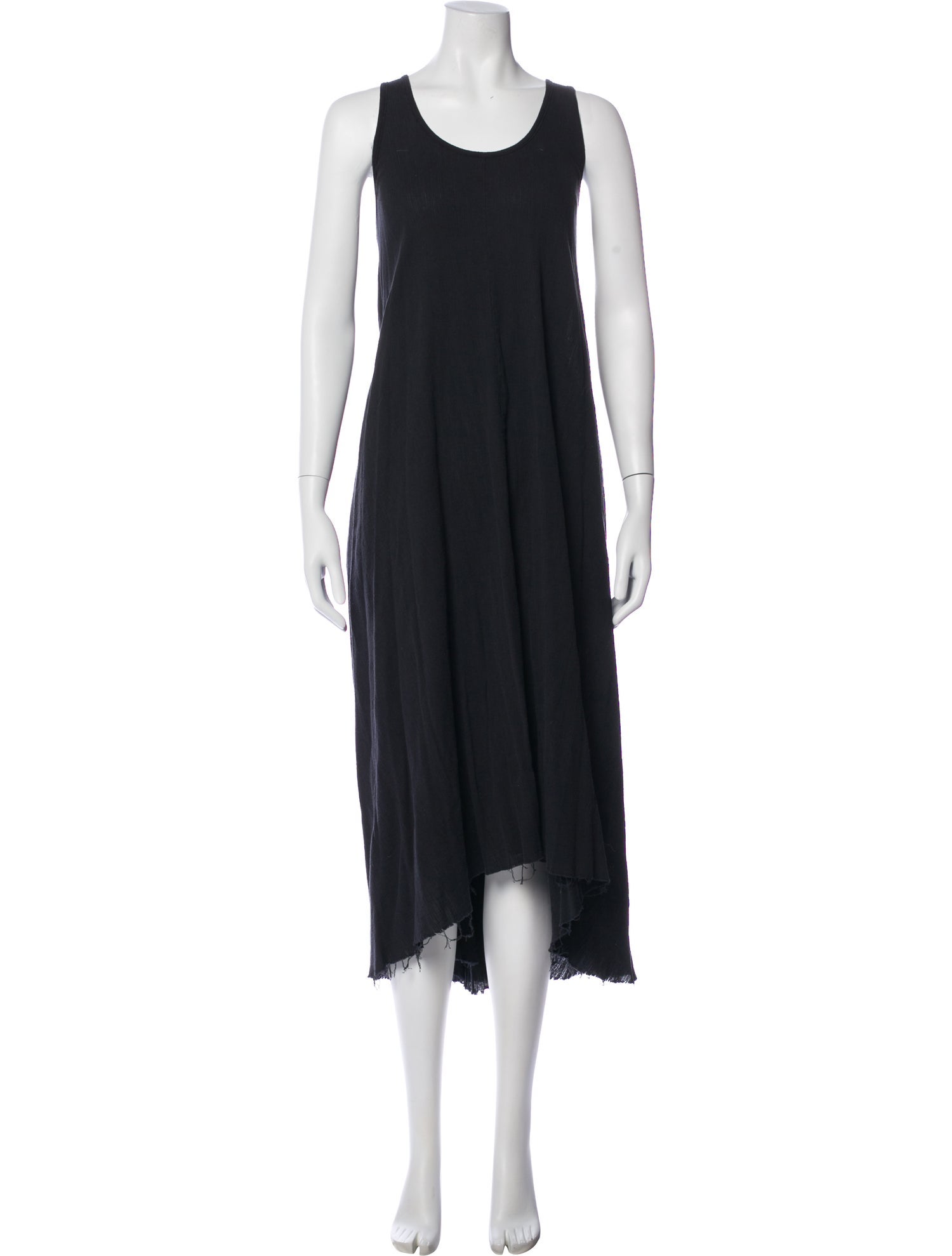 Black Crane Scoop Neck Long Dress