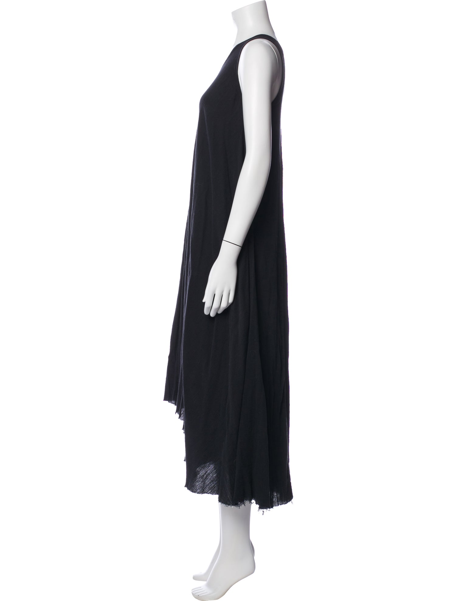 Black Crane Scoop Neck Long Dress