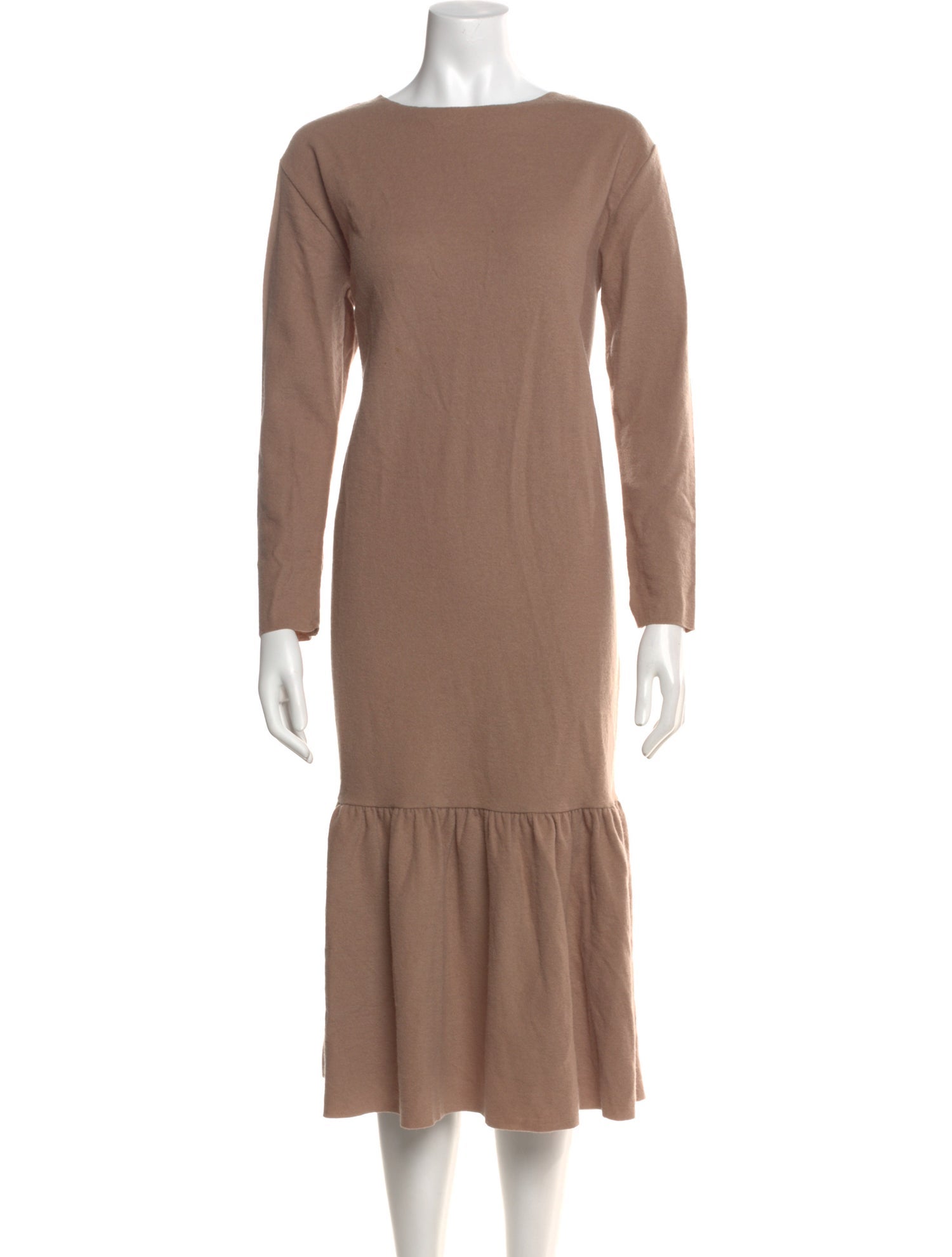 Black Crane Wool Midi Length Dress