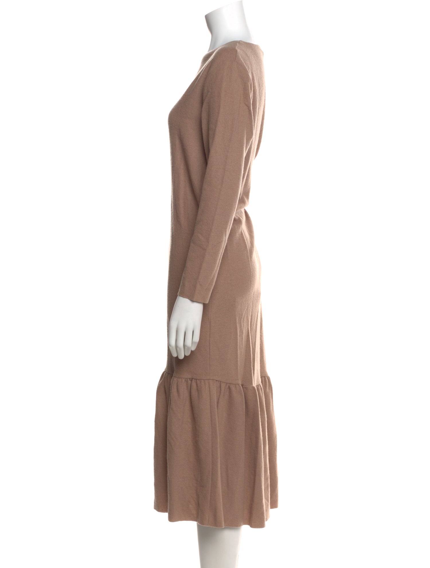 Black Crane Wool Midi Length Dress