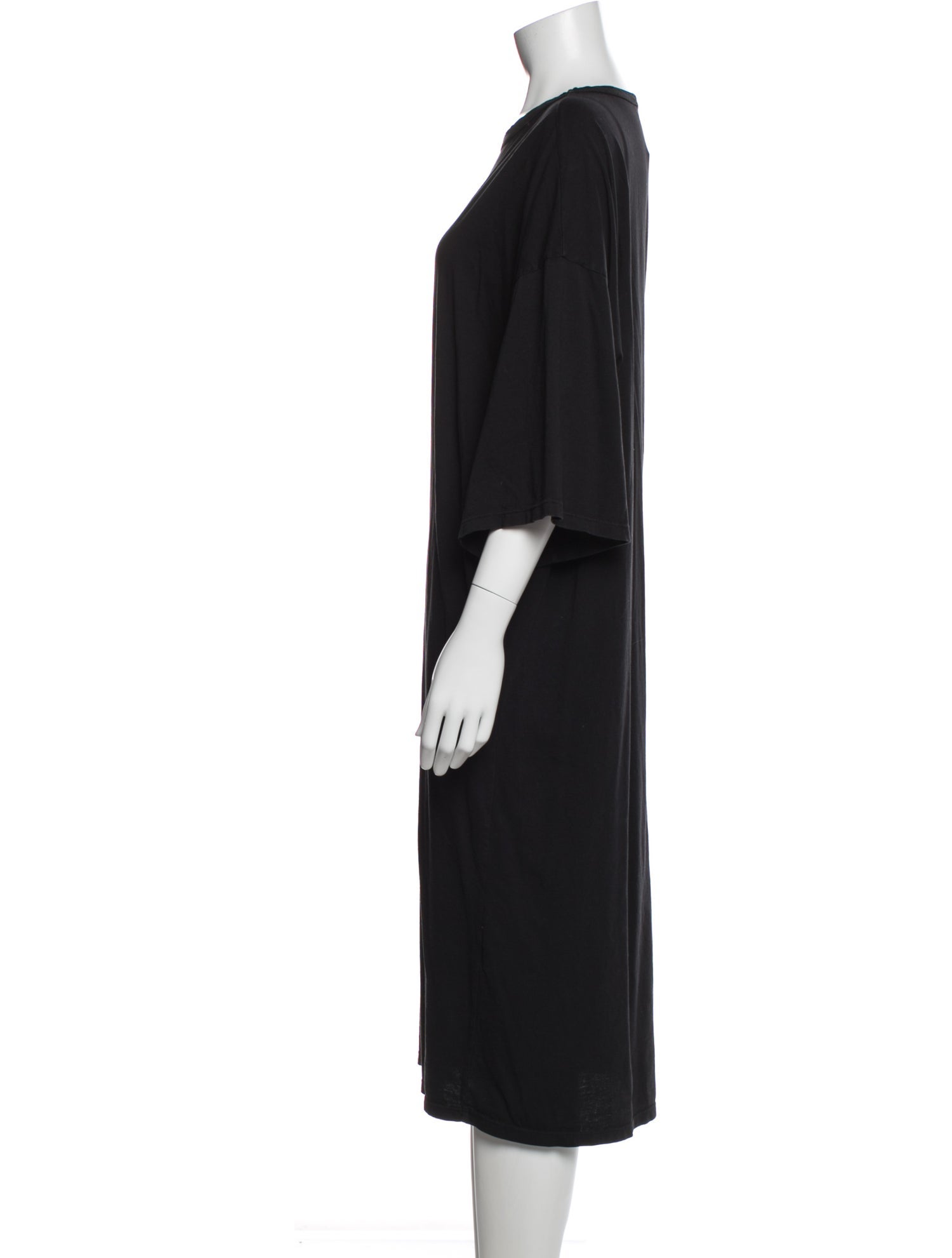 Black Crane Scoop Neck Midi Length Dress