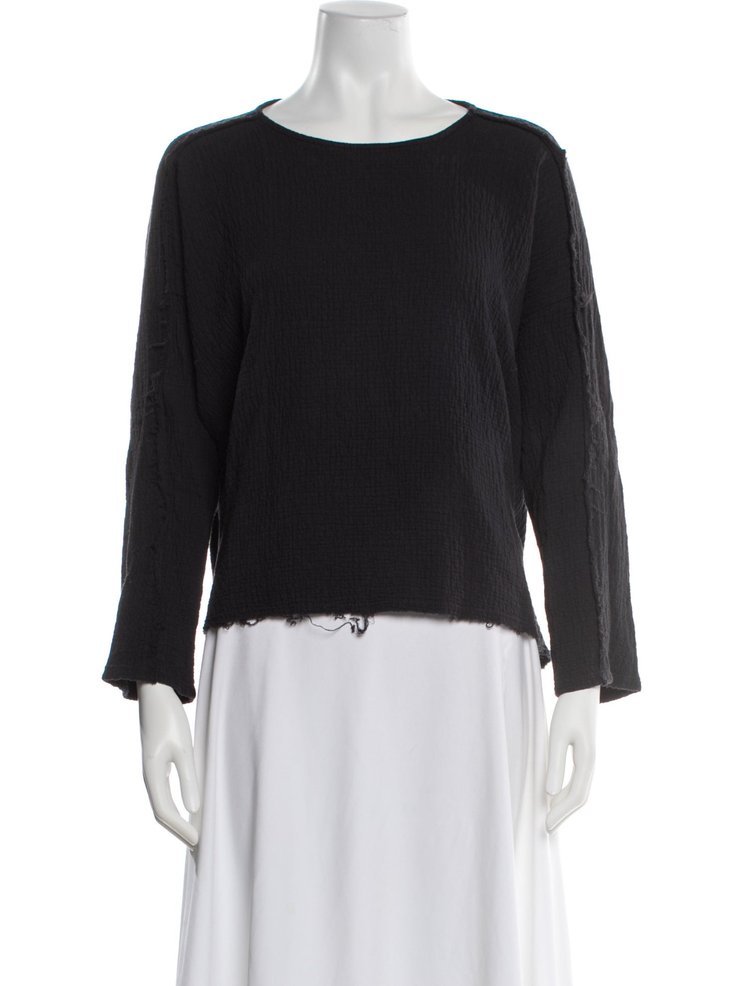 Black Crane Crew Neck Long Sleeve Top