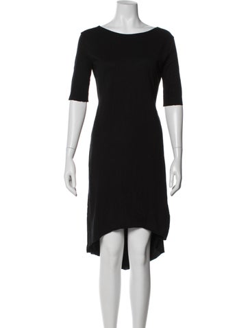 Pre-owned Black Crane Bateau Neckline Midi Length Dress In Black