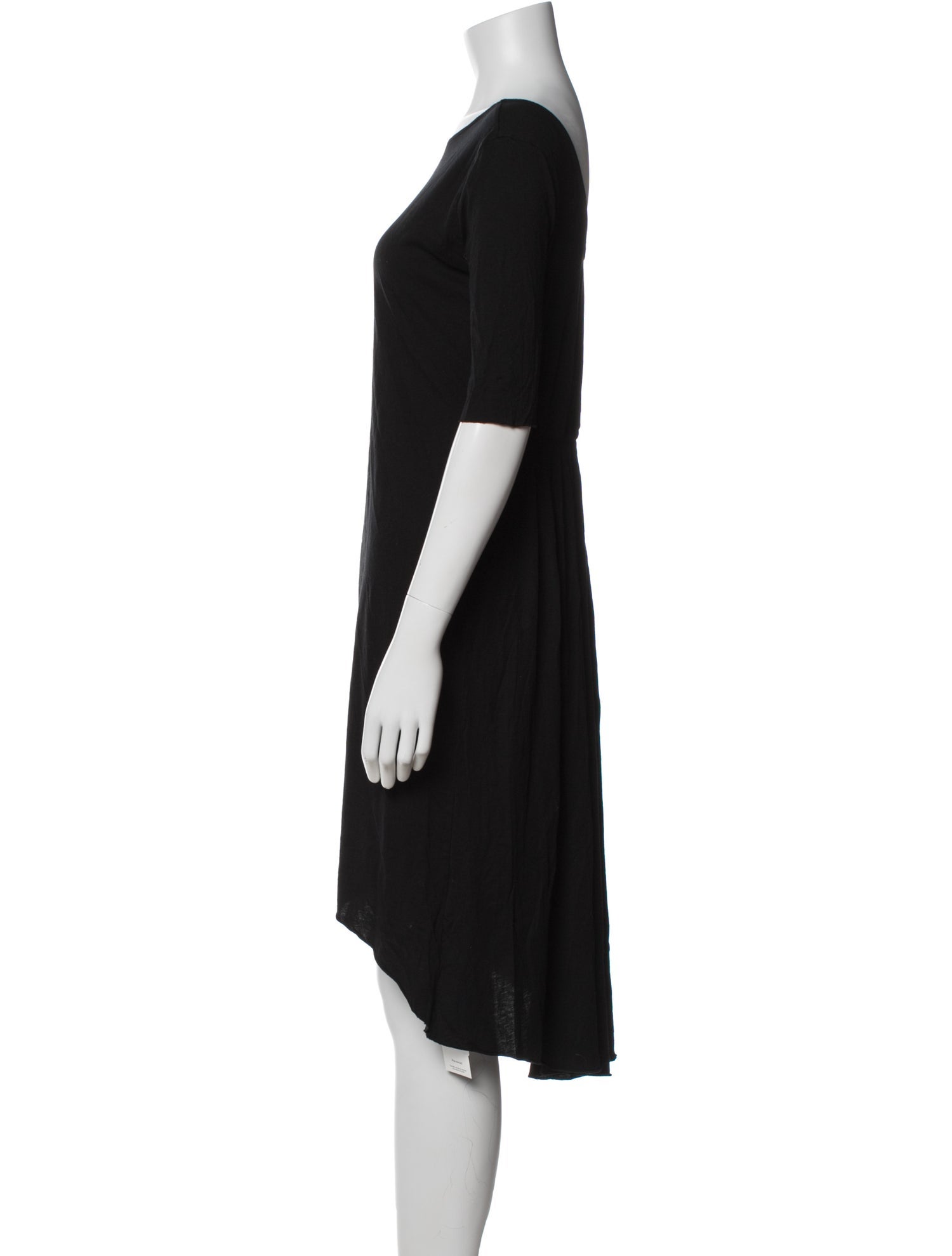 Black Crane Bateau Neckline Midi Length Dress