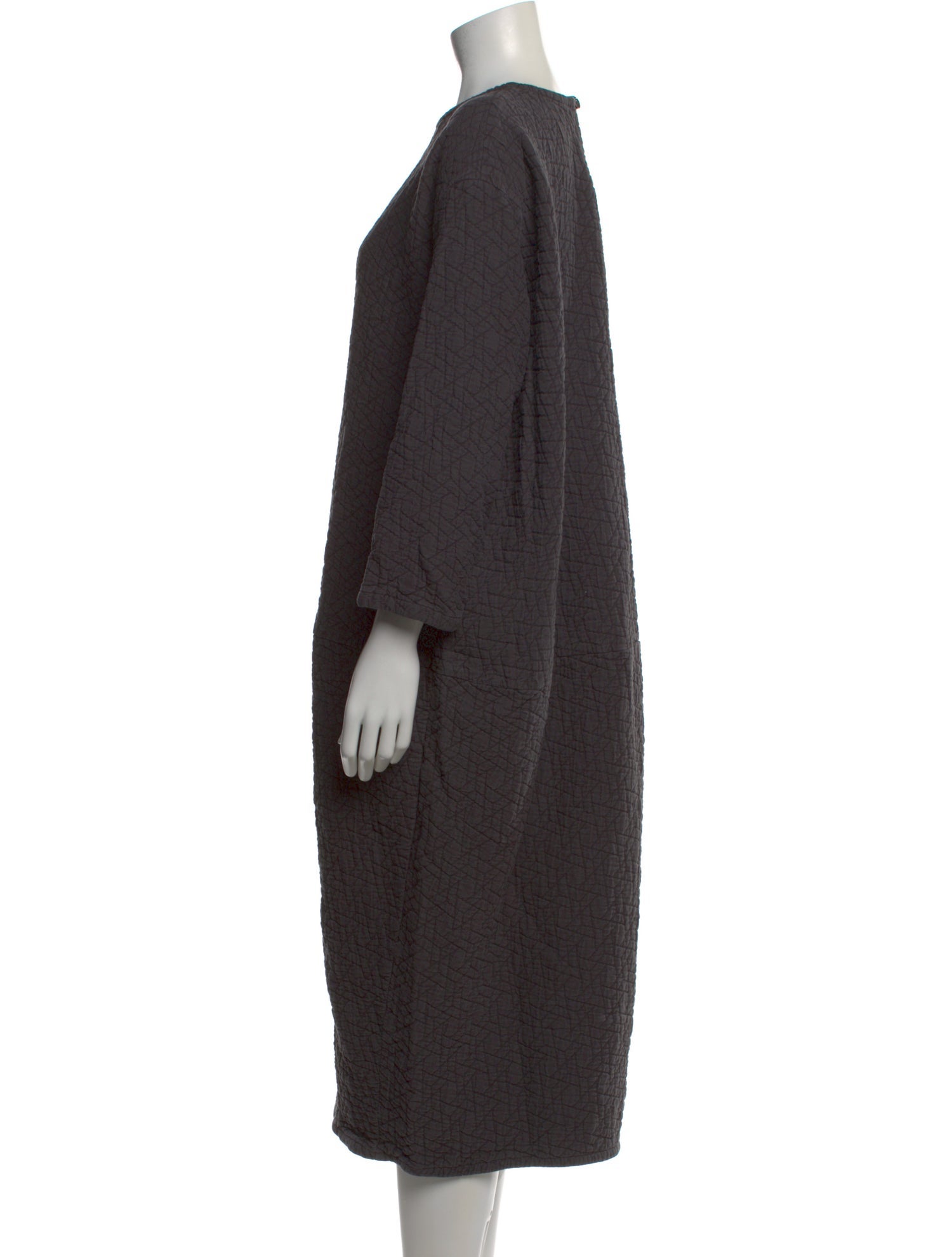 Black Crane Printed Midi Length Dress