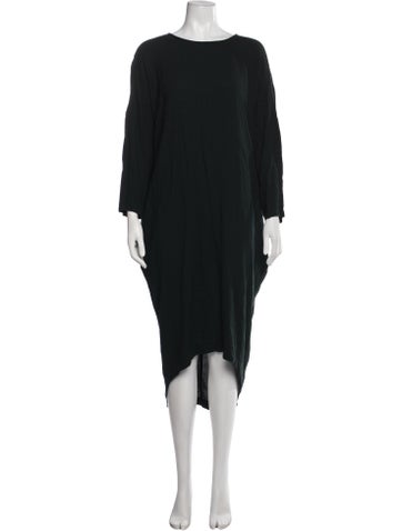 Pre-owned Black Crane Crew Neck Long Dress In Black