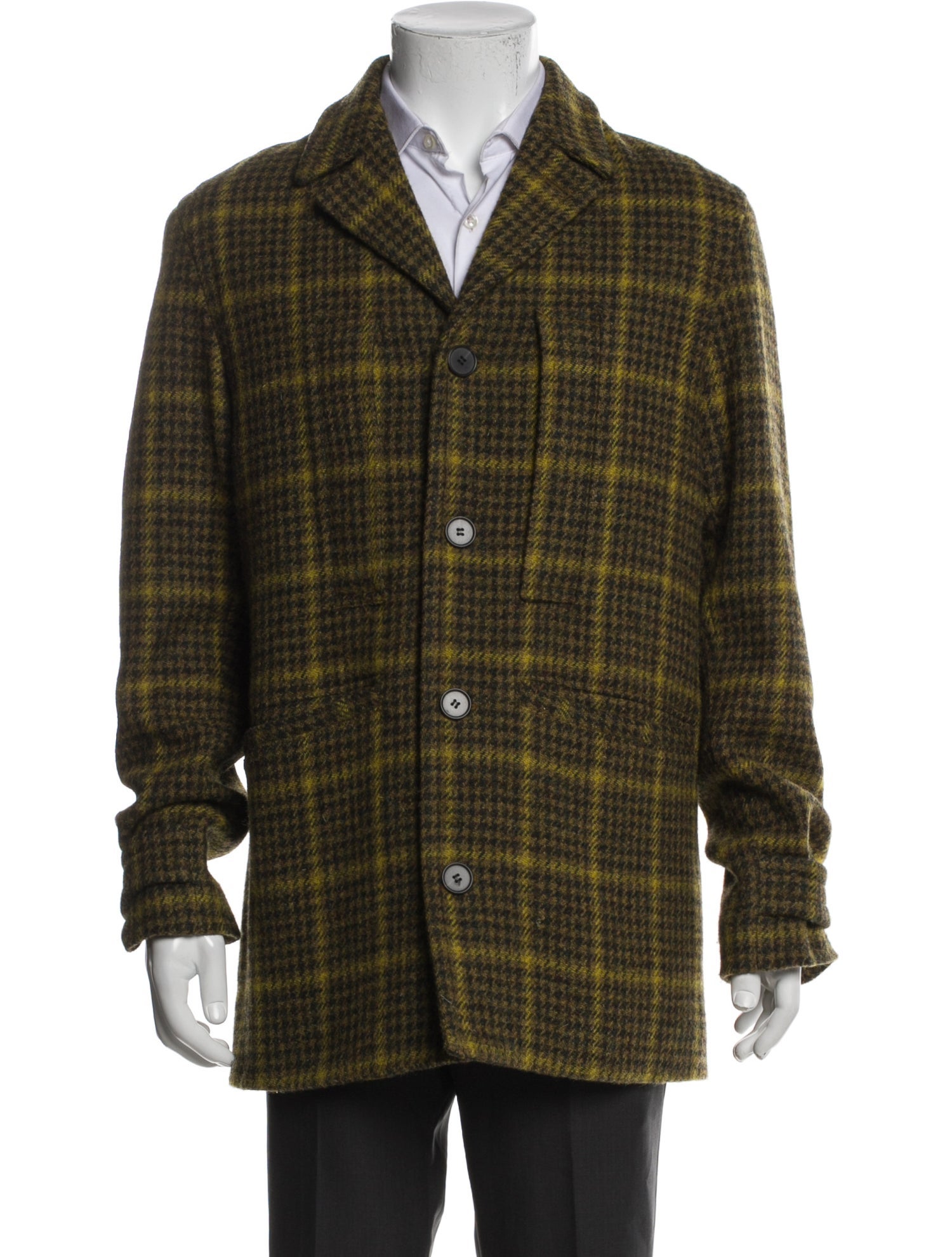 Wood Wood Wool Plaid Print Peacoat