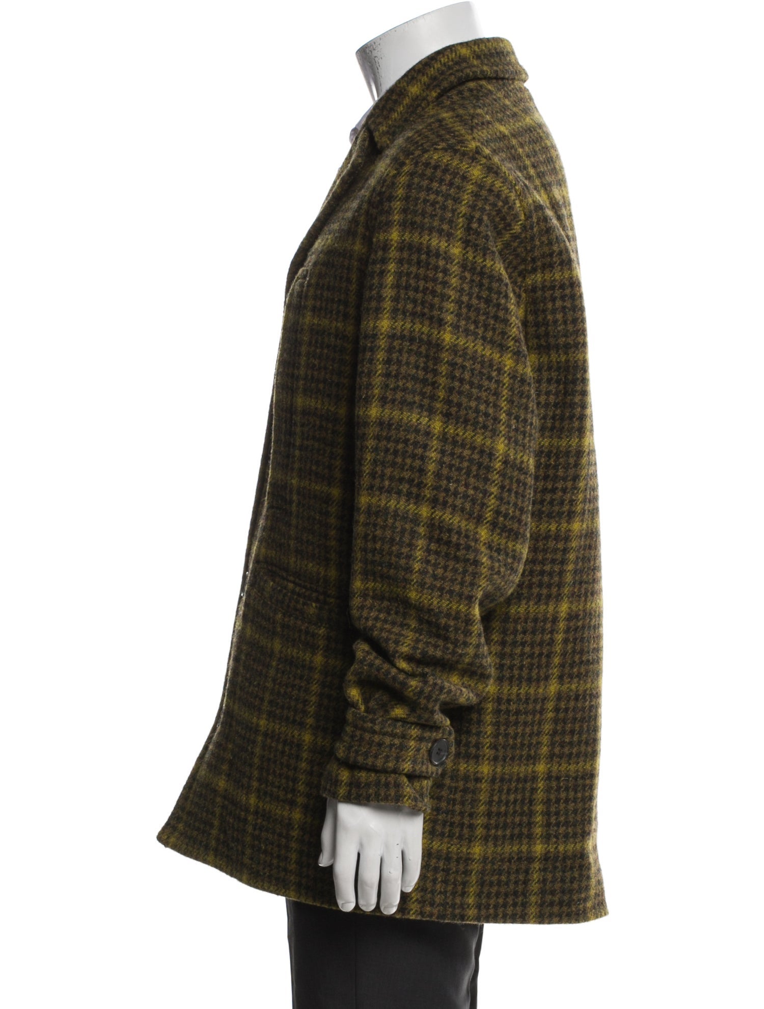 Wood Wood Wool Plaid Print Peacoat