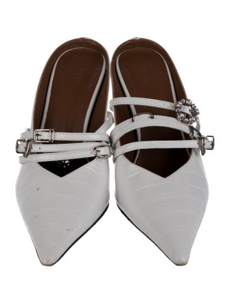 Abra Embossed Leather Crystal Embellishments Mules