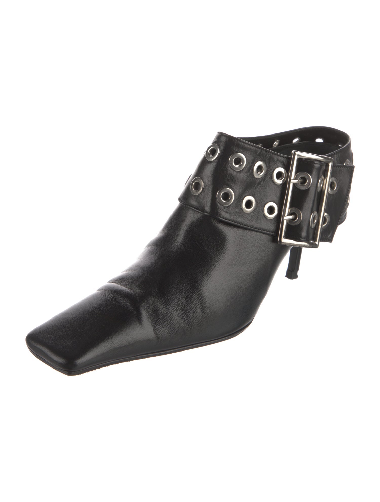 Abra Leather Studded Accents Lace-Up Boots