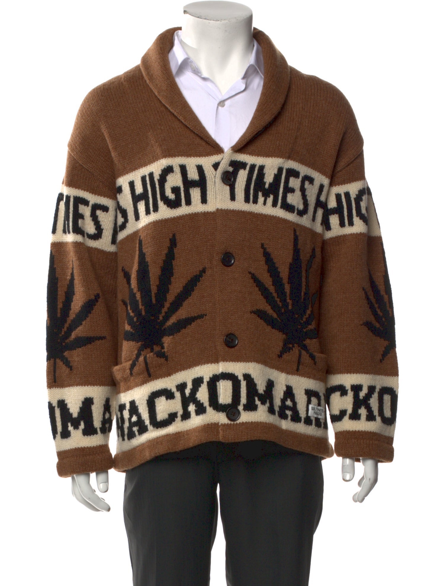 Wacko Maria Guilty Parties Wool Printed Cardigan
