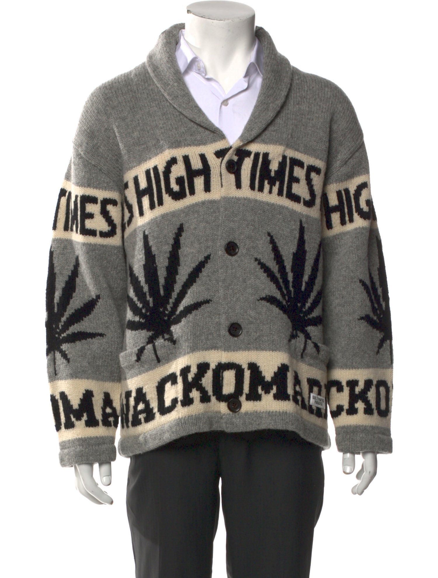 Wacko Maria Guilty Parties Wool Printed Cardigan w/ Tags