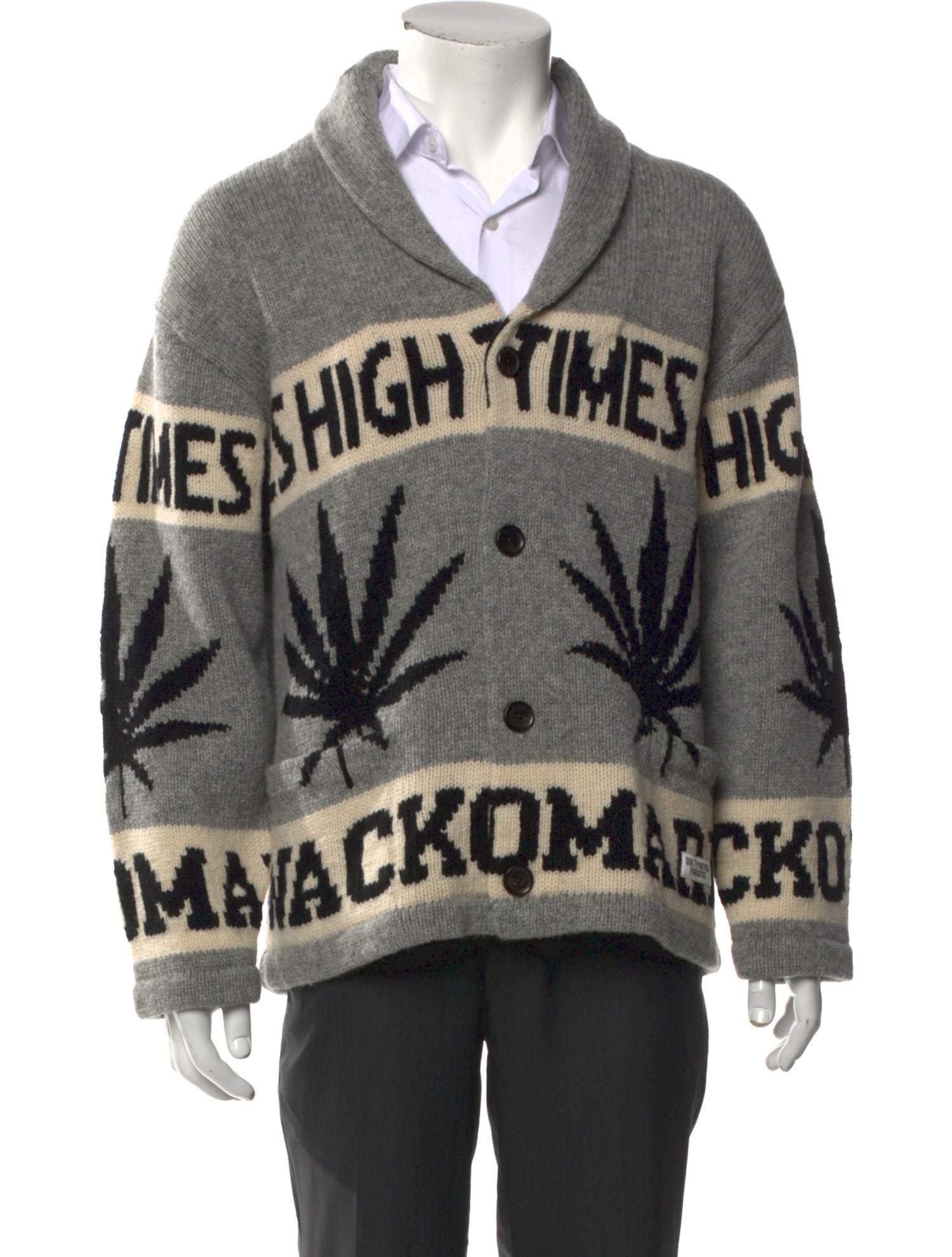 Wacko Maria Guilty Parties Wool Printed Cardigan w/ Tags