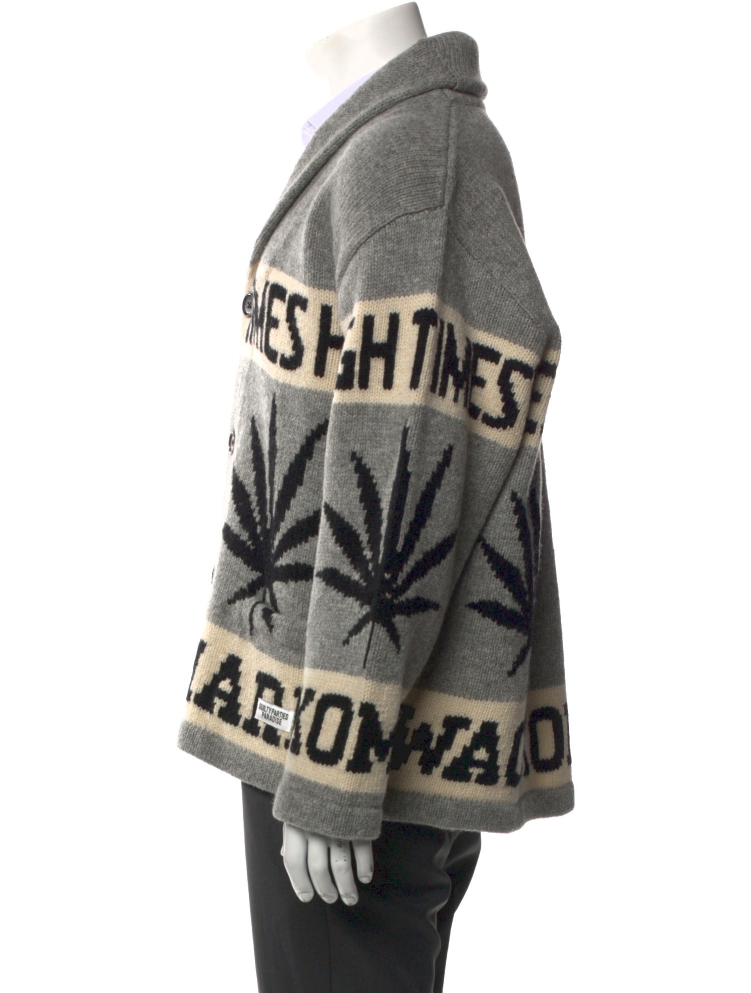 Wacko Maria Guilty Parties Wool Printed Cardigan w/ Tags