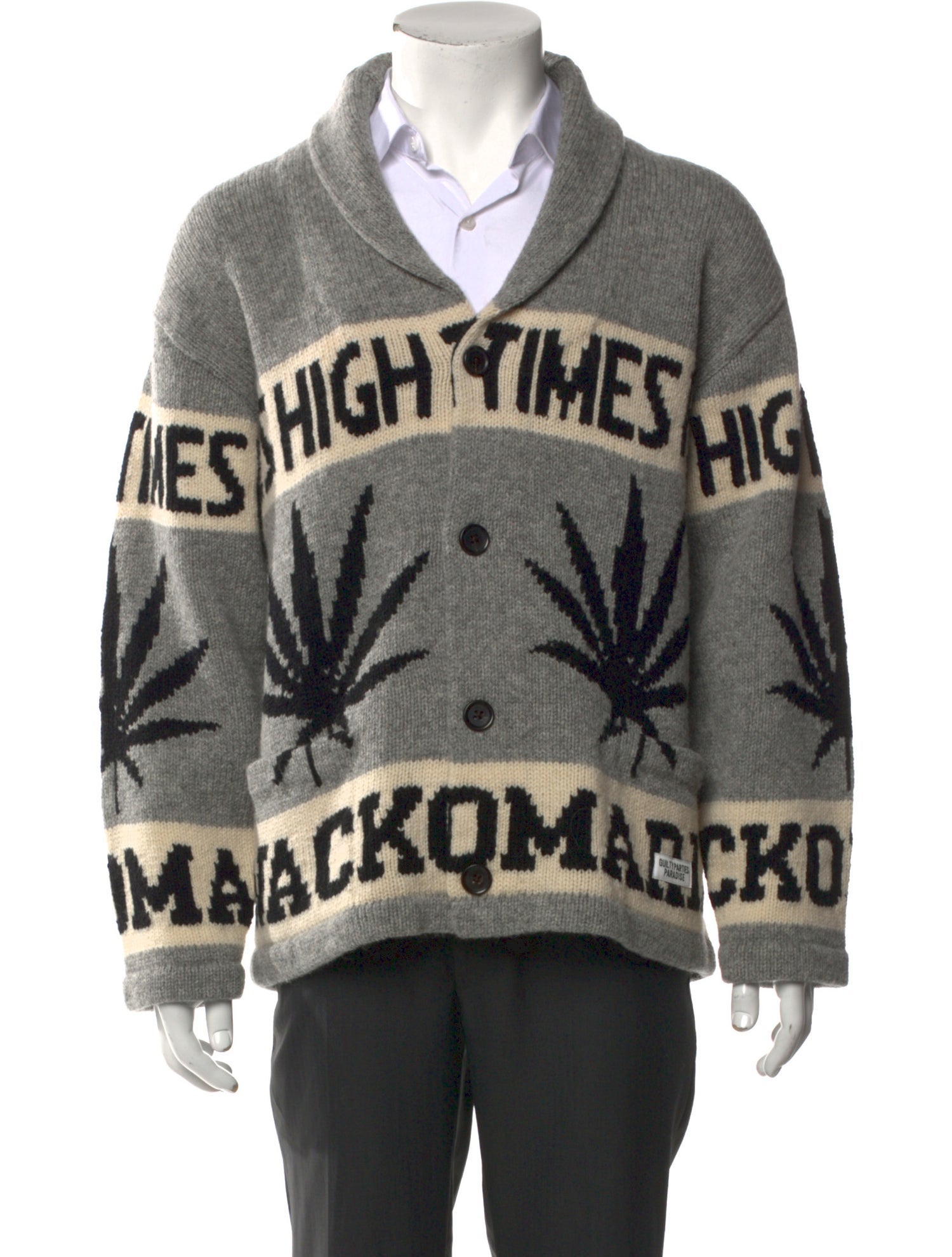 Wacko Maria Guilty Parties Wool Printed Cardigan w/ Tags