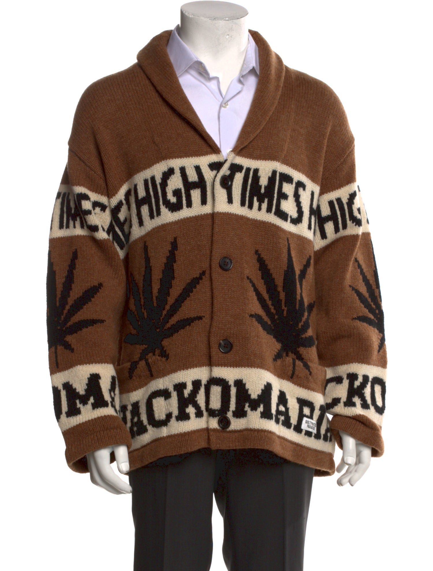 Wacko Maria Guilty Parties Wool Printed Cardigan w/ Tags