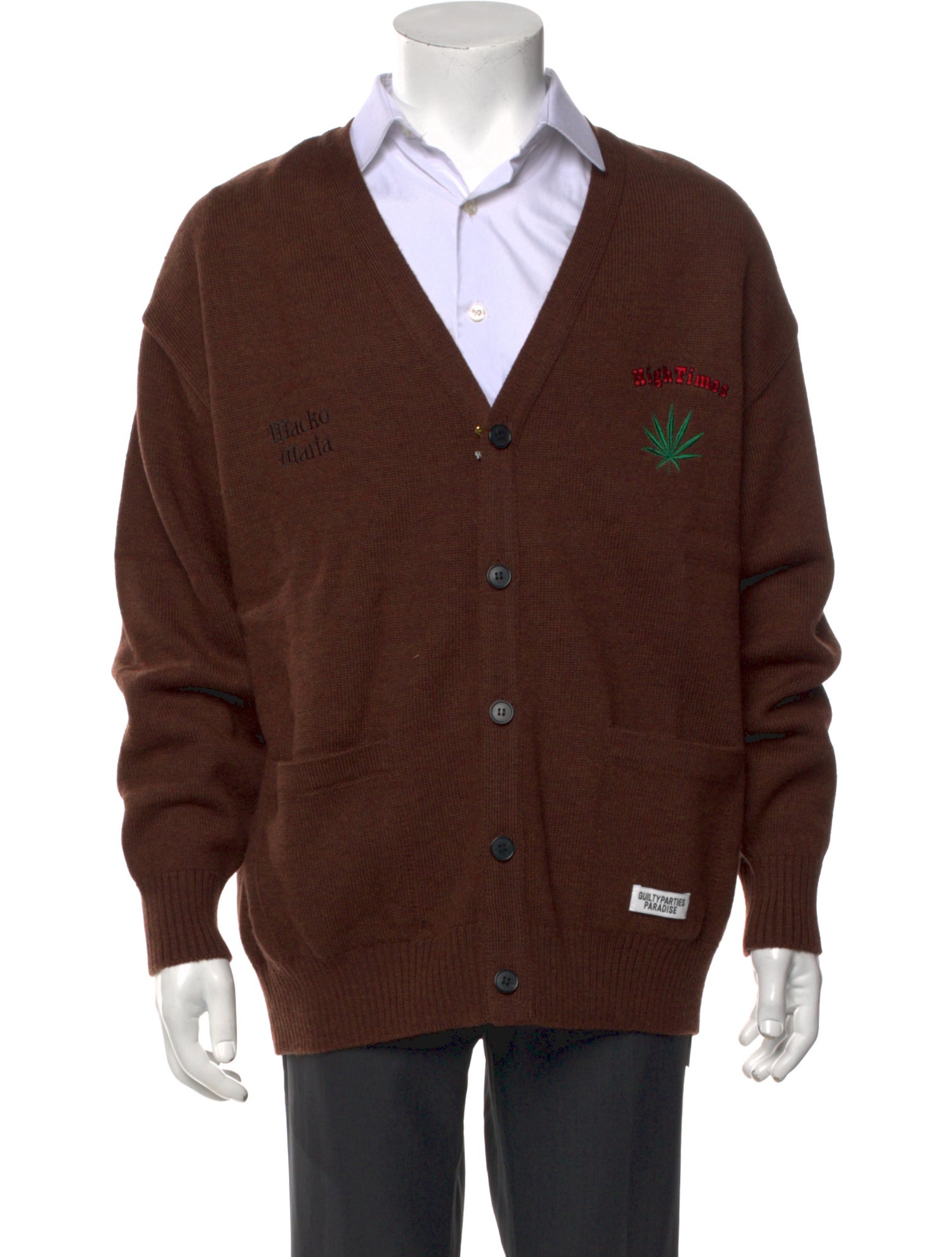 Wacko Maria Guilty Parties Wool Graphic Print Cardigan w/ Tags