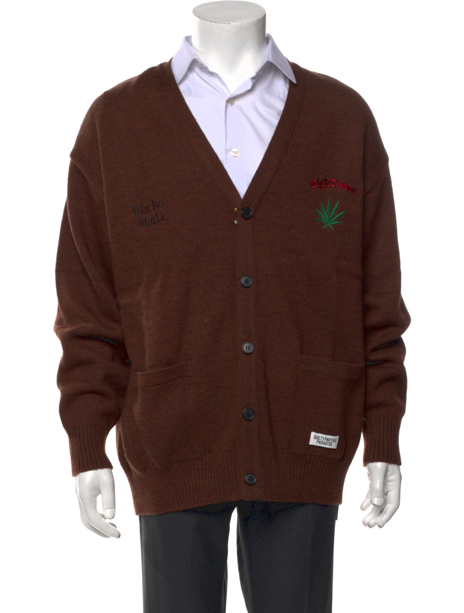 Wacko Maria Guilty Parties Wool Graphic Print Cardigan w/ Tags