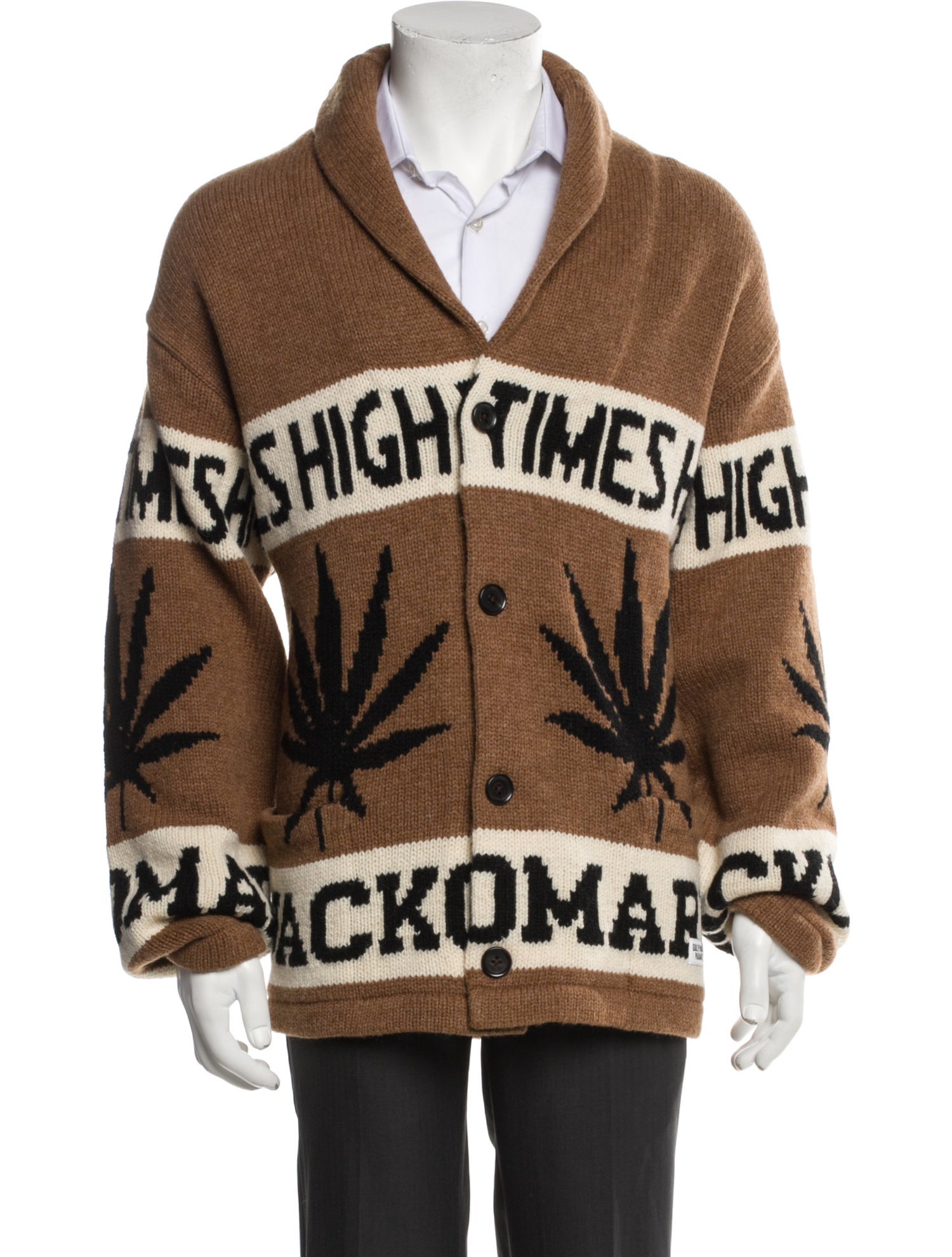 Wacko Maria Guilty Parties Wool Graphic Print Cardigan w/ Tags